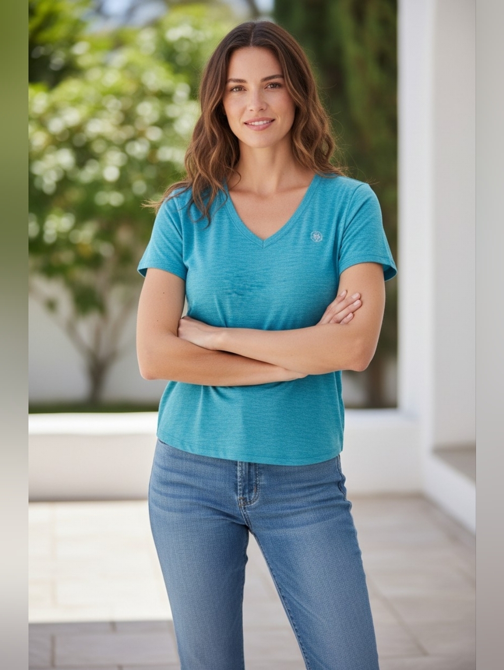 Ariat Bright Teal Blue Short Sleeve Tee with Crew Neck